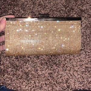 Brand new with tags gold rhinestone clutch